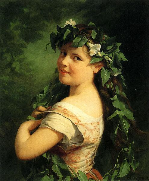 Fritz Zuber-Buhler Girl with wreath oil painting image